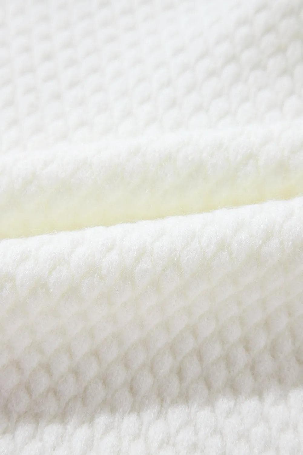 Sweaters & Cardigans/Sweaters White Colorful Flower Applique Textured Knit Sweater