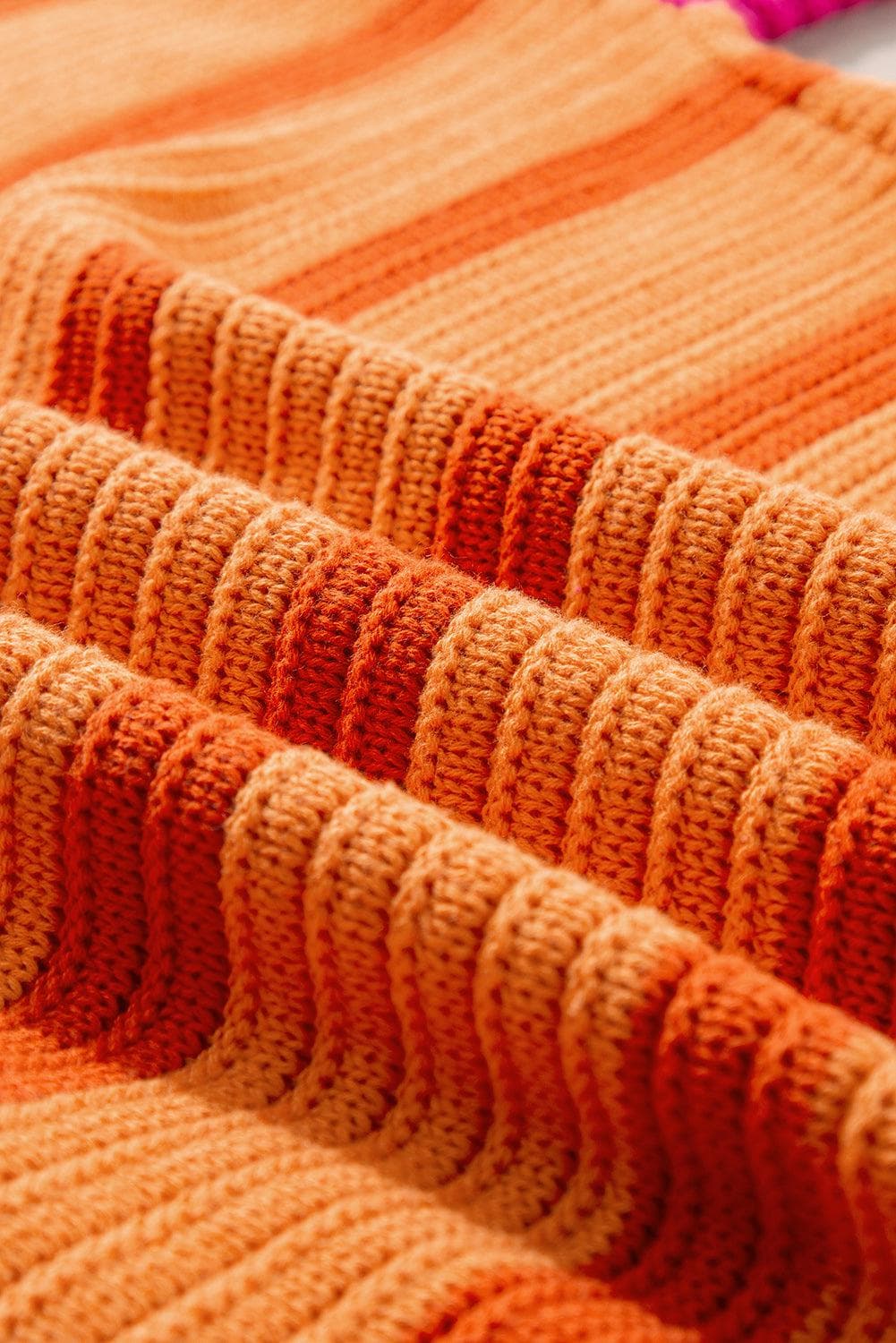 Sweaters & Cardigans/Sweaters Orange Stripe Colorblock Crew Neck Drop Shoulder Loose Sweater