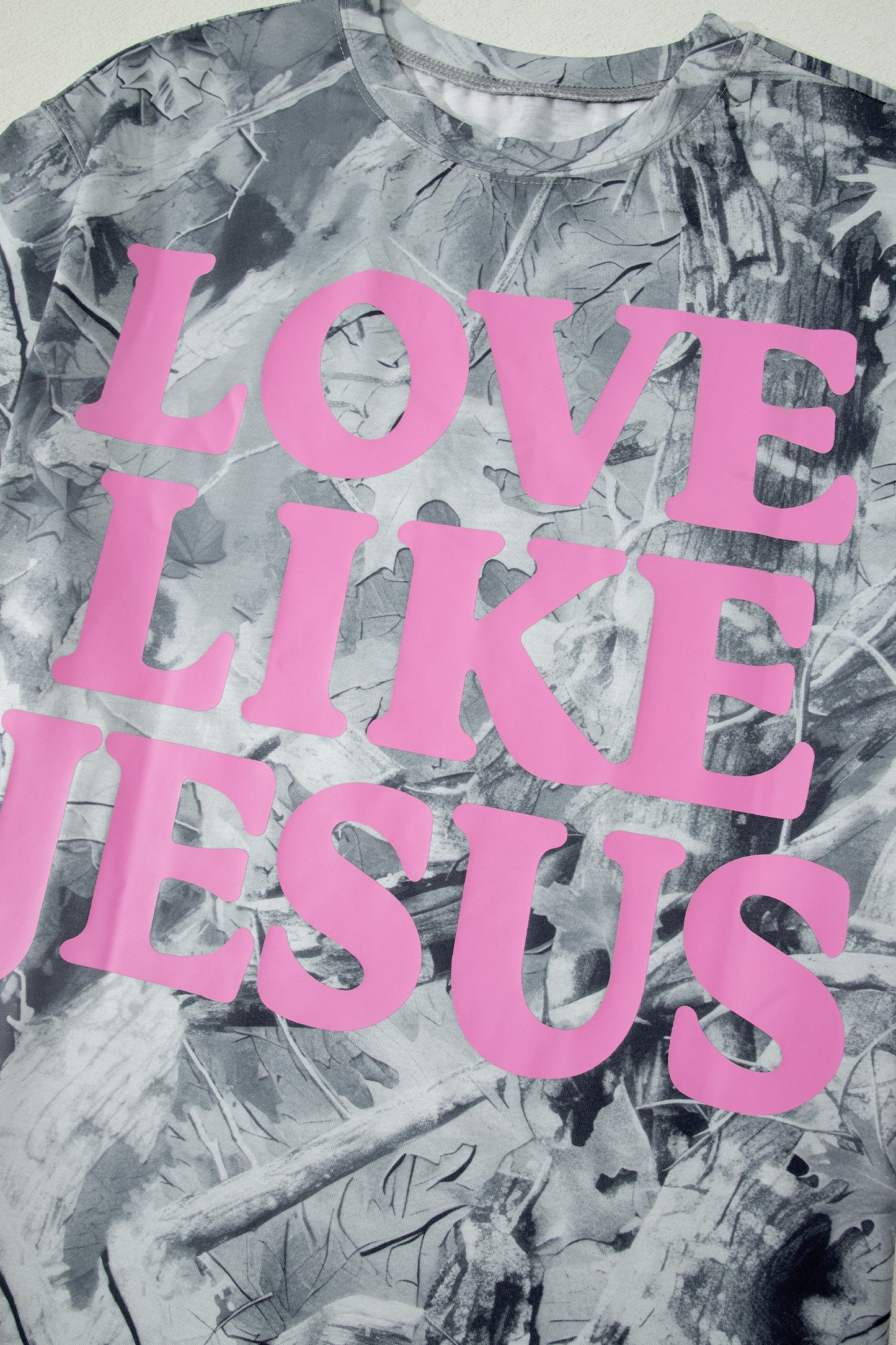 Pink Camo Woodland LOVE LIKE JESUS Casual Tee