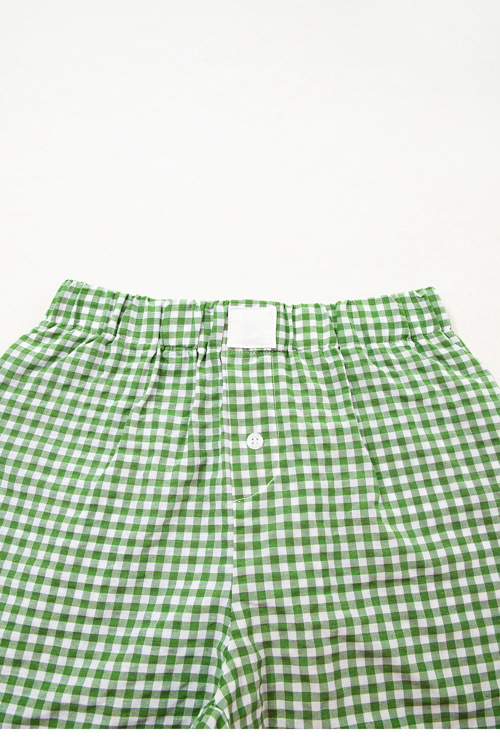 Fern Green Red Plaid Gingham Printed High Waist Shorts