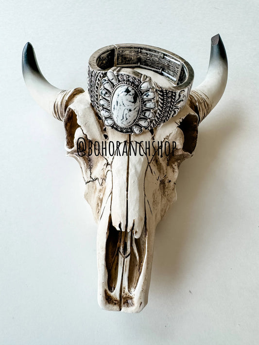 Concho Stone Stretch Bracelet - White - Chic Meadow Boutique