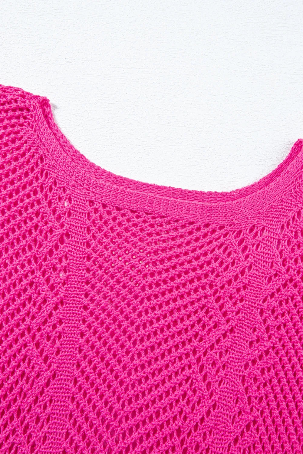 Rose Red Pointelle Knit Scallop Edge Short Sleeve Top - Chic Meadow Boutique