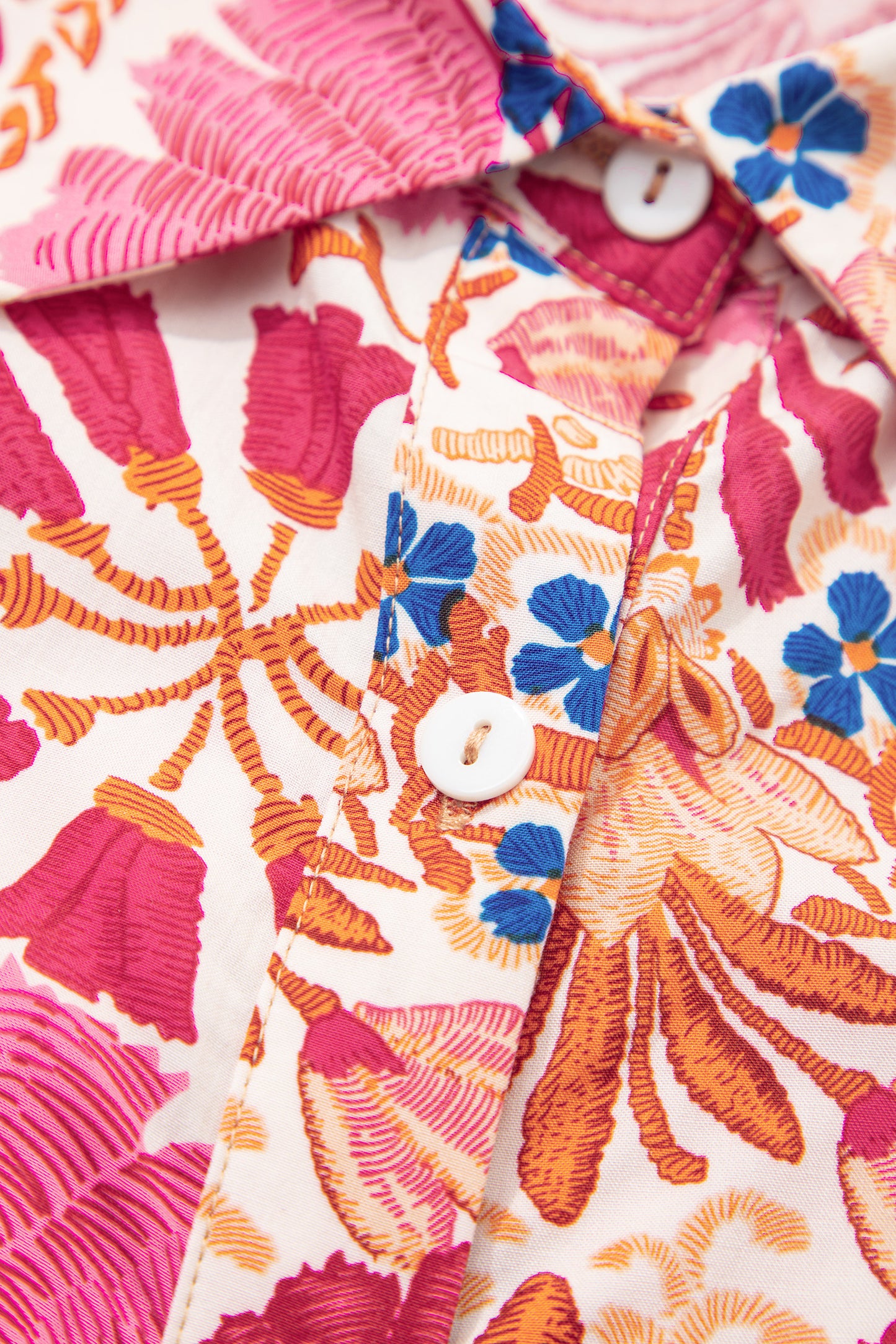 Red Fall Flower Print Long Sleeve Mini Dress