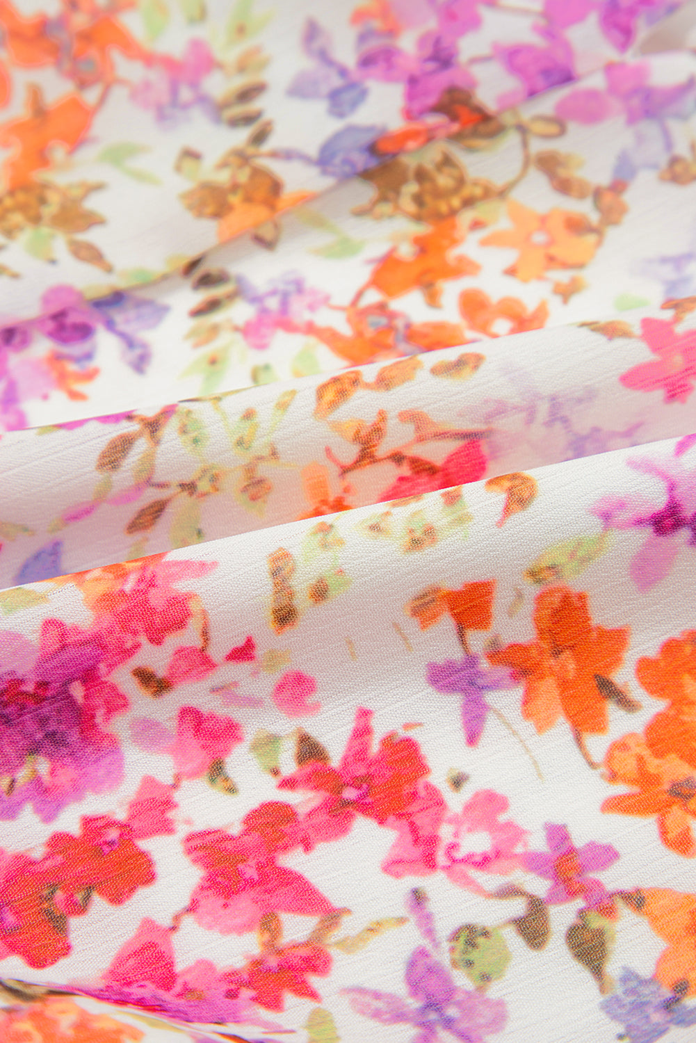 Red Floral Puff Sleeve Notched V Neck Tiered Mini Dress