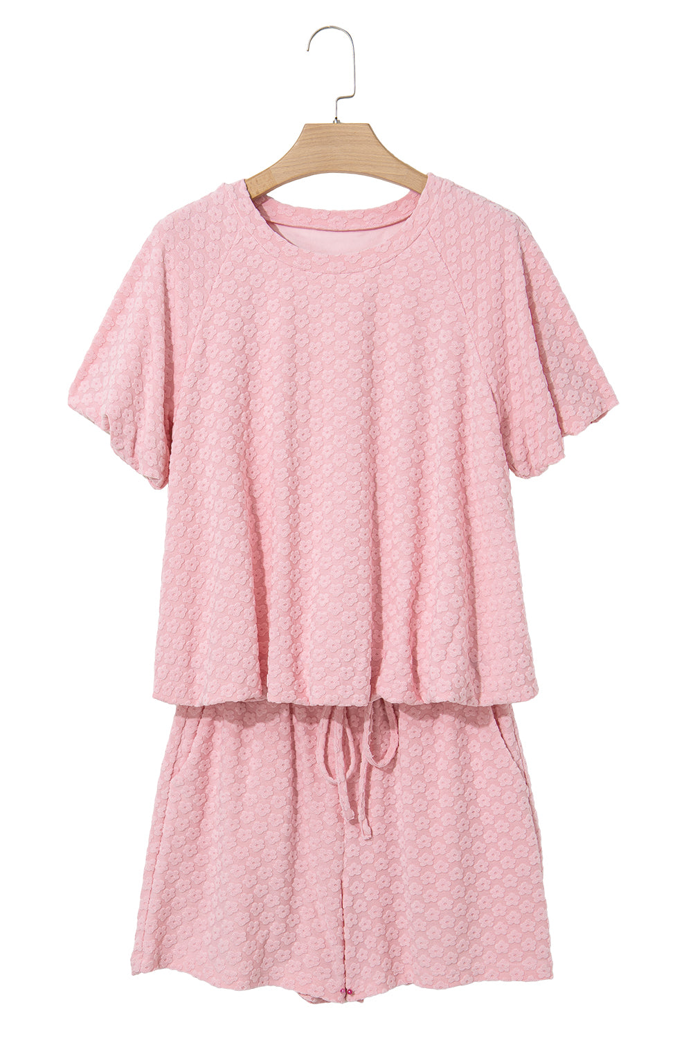 Coral Paradise Daisy Jacquard Textured Casual Short Set