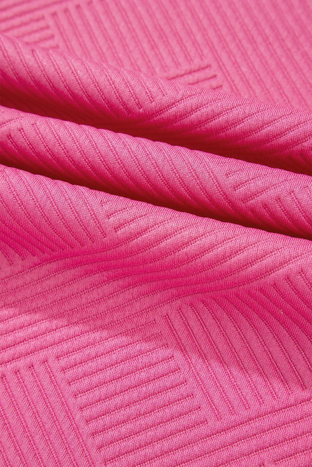 Rose Red Solid Color Textured Long Sleeve Shift Dress - Chic Meadow Boutique