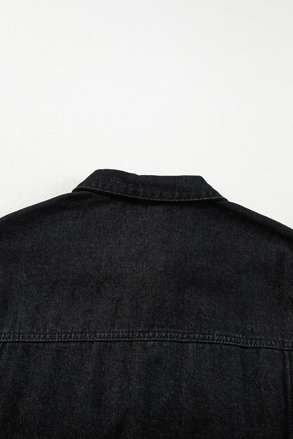 Black Raw Edge Ruffled Short Sleeve Denim Jacket - Chic Meadow Boutique