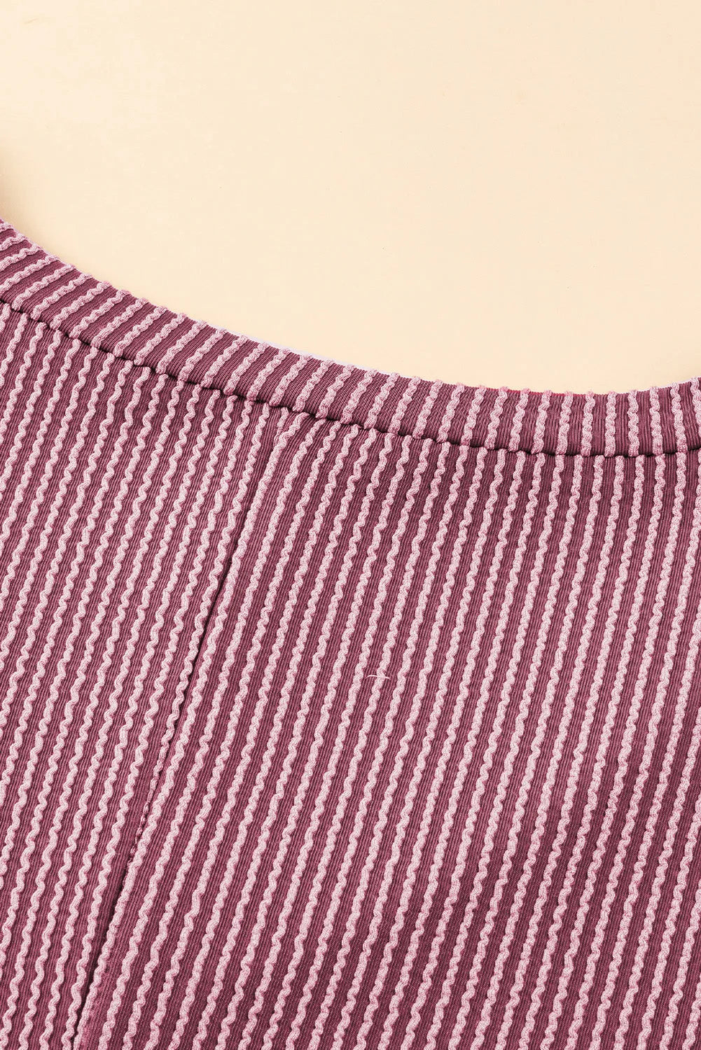 Rose Pink Textured V-Neck Dropped Shoulder Plus T-Shirt - Chic Meadow Boutique