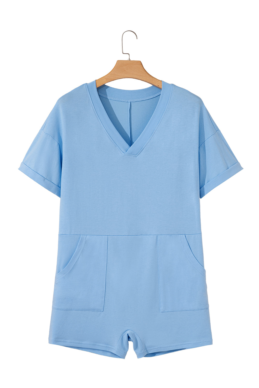 Myosotis Loose Half Sleeve V Neck Knit Romper