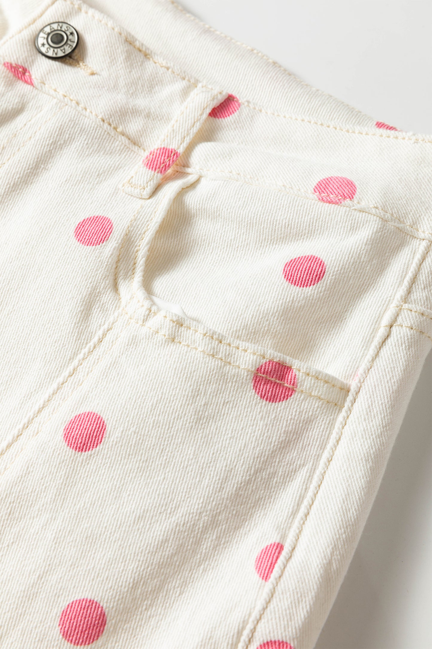 Pink Tailored Seam Polka Dot Print Ankle Length Casual Jeans