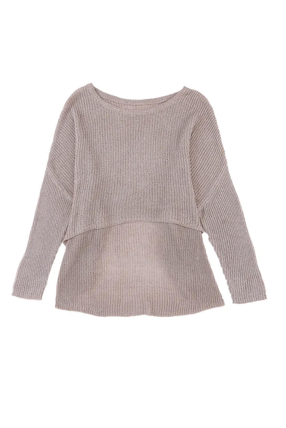 Tops/Sweaters & Cardigans Gray Slouchy Dolman Sleeve High Low Sweater