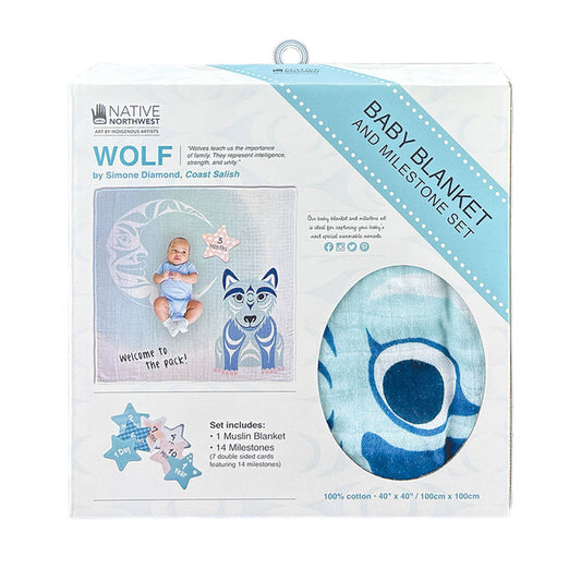 Baby Blanket and Milestone Sets- Wolf