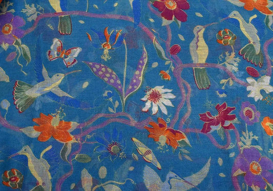 Scarf Teal Serenade Hummingbird Garden Scarf