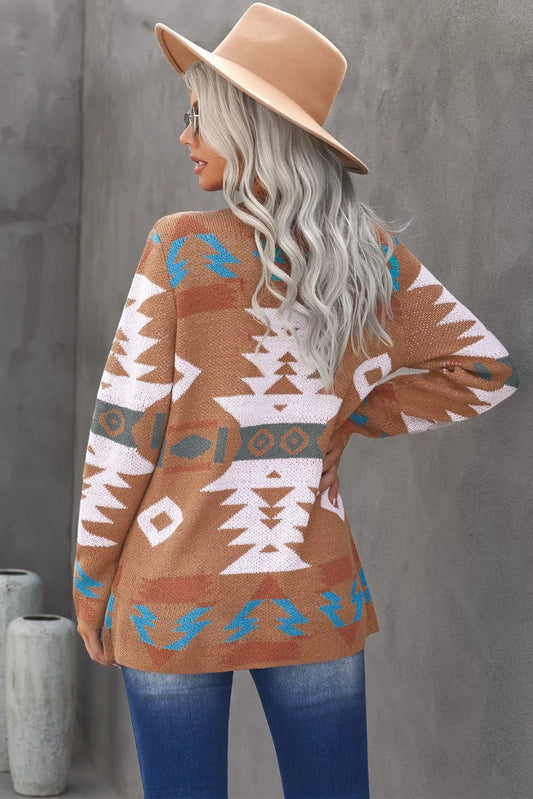 Brown Moraga Pocketed Aztec Cardigan - Chic Meadow Boutique