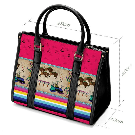 Buffalos Running Berry Convertible Hand or Shoulder Bag - Chic Meadow Boutique