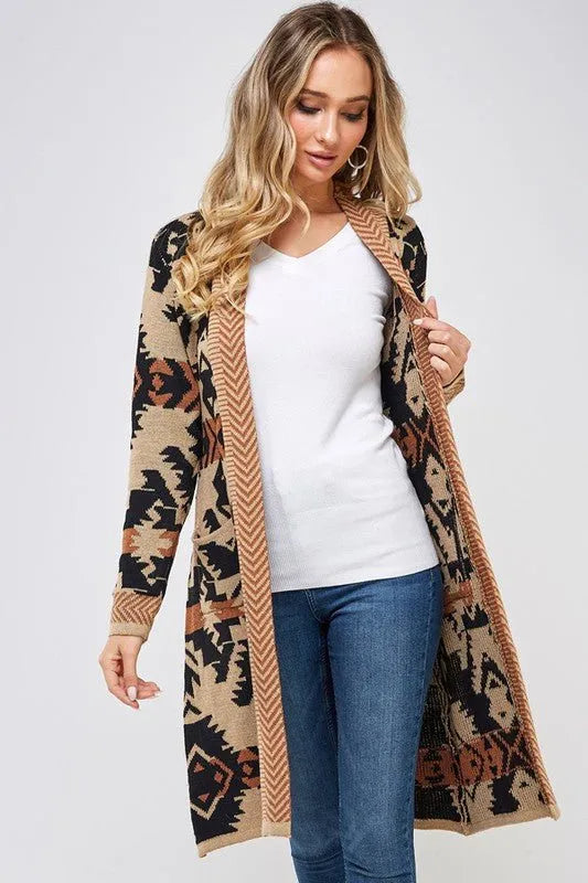 Coatigan Sweater Long Sleeve with Waist Belt - Chic Meadow Boutique