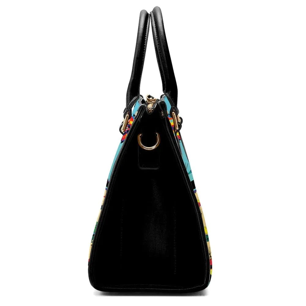 Purse Horses and Buffalo Ledger Turquoise Hand or Shoulder Bag