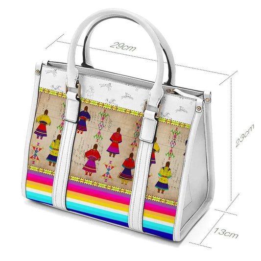Purse Ledger Round Dance White Convertible Hand or Shoulder Bag
