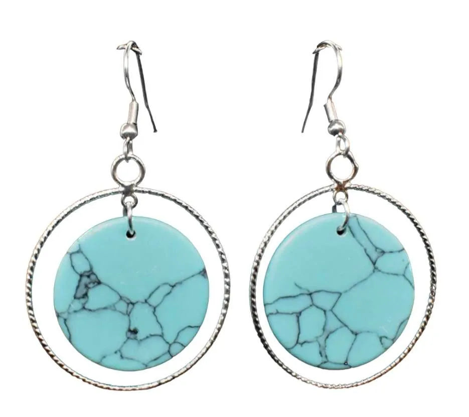 Semi-Precious Stone Hoop Earrings - Magnesite - Chic Meadow Boutique