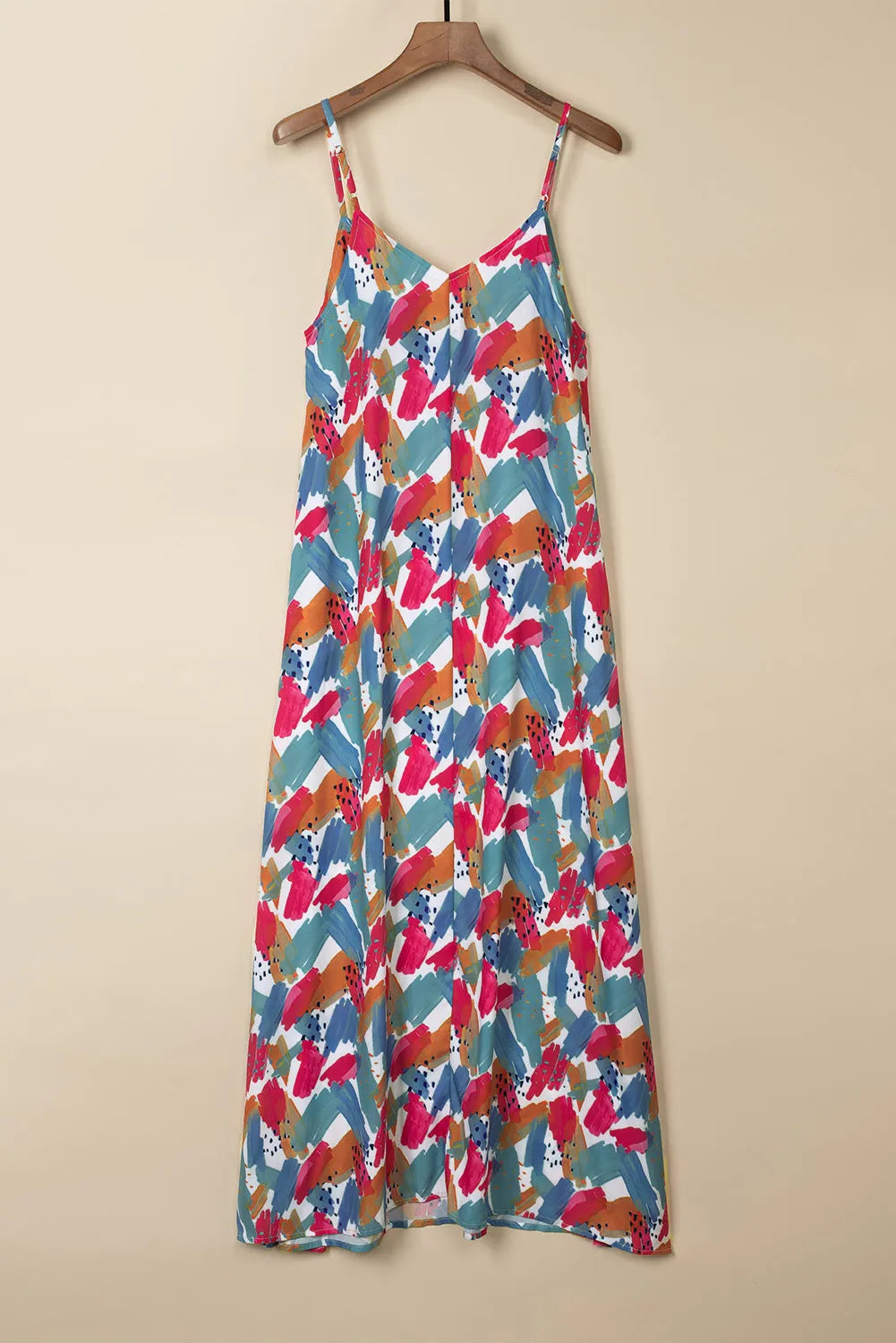 Multicolor Abstract Print Spaghetti Straps Maxi Dress - Chic Meadow Boutique 