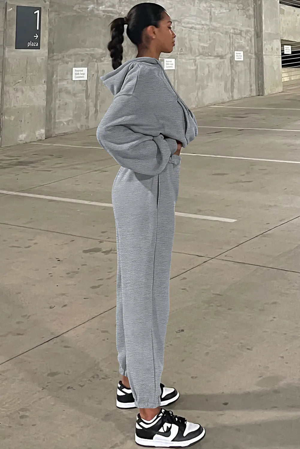 Gray Solid Drop Shoulder Hoodie and Joggers Activewear Set - Chic Meadow Boutique 