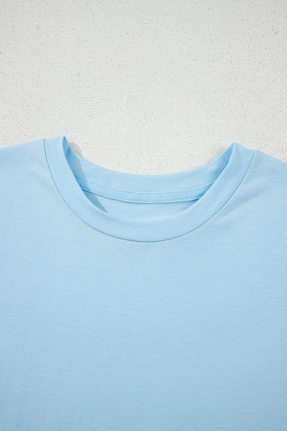 Light Blue Bright Casual Plain Crew Neck Tee