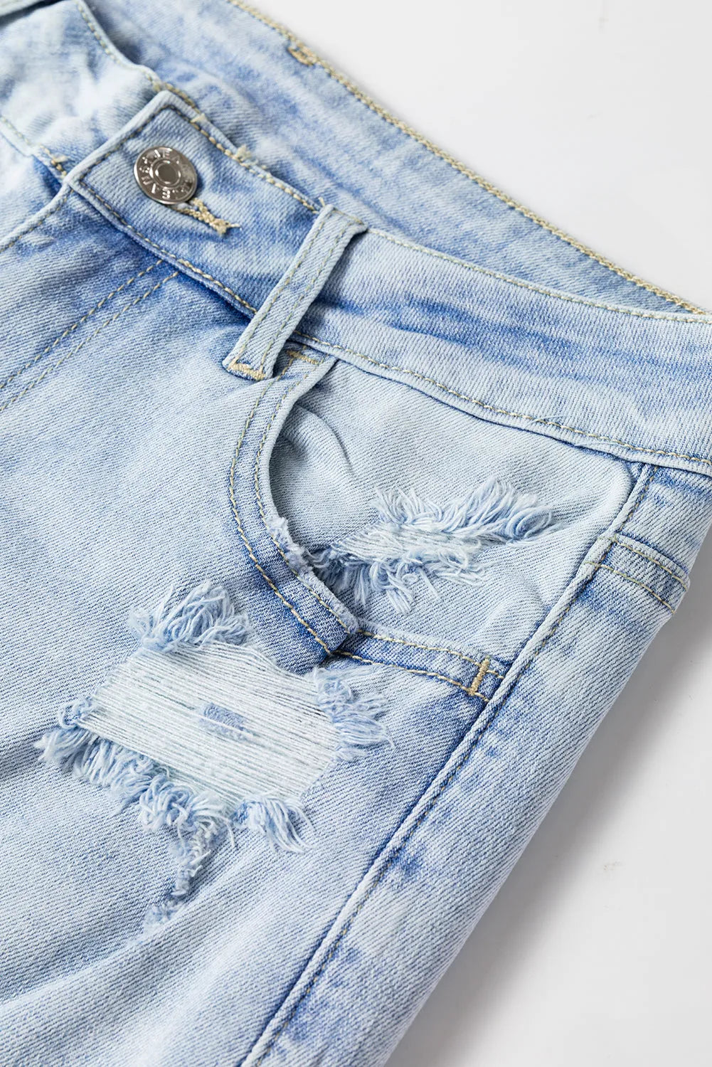 Beau Blue Vintage Light Wash Distressed Flare Jeans - Chic Meadow Boutique 