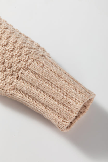 Smoke Gray Open Front Knitted Denim Pocket Patchwork Cardigan