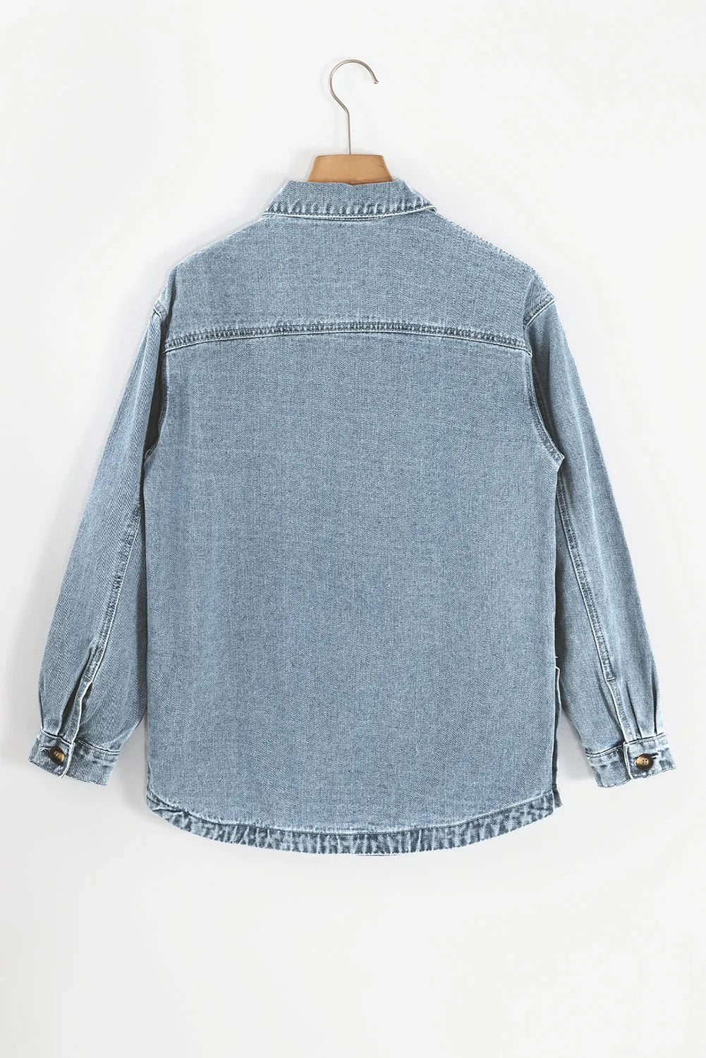 Dusk Blue Slit Buttons Pocketed Denim Jacket - Chic Meadow Boutique 