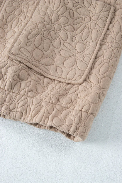 Light French Beige Floral Quilted Jacket - Chic Meadow Boutique 