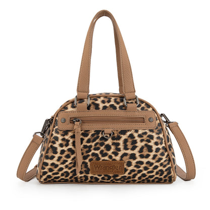Wrangler Leopard Print Satchel/Crossbody Bag - Brown-Leopard - Chic Meadow Boutique