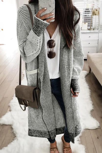 Gray Textured Knit Pocketed Duster Cardigan - Chic Meadow Boutique 