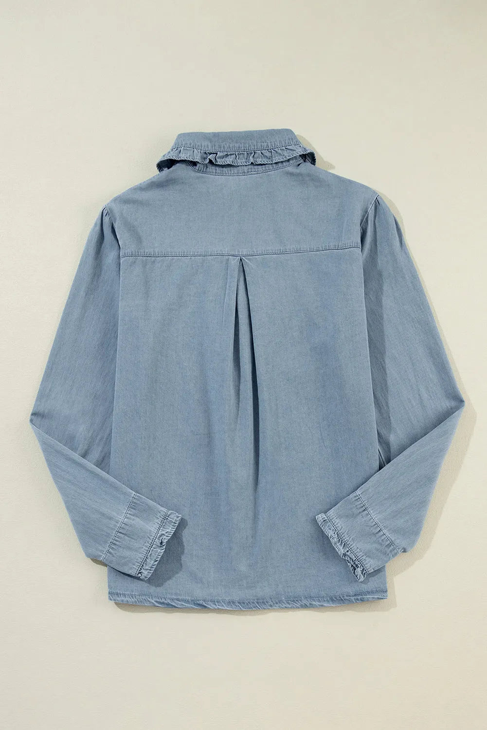 Dusk Blue Turn-down Collar Chambray Shirt - Chic Meadow Boutique 