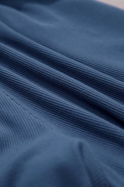 Ashleigh Blue Knit Open Back Cap Sleeve Drawstring Romper