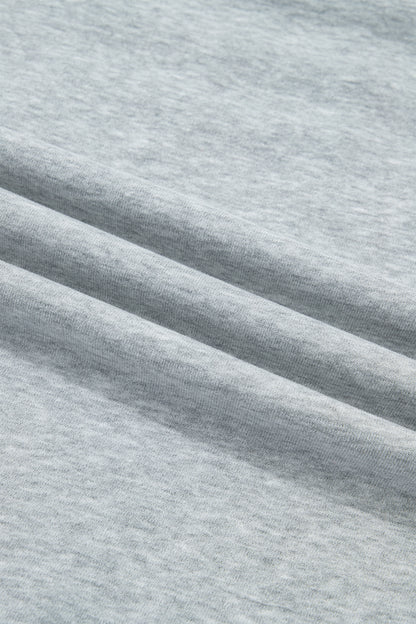 Light Grey Exposed Seam Mock Neck Letter Embroidered Loose Sweatshirt