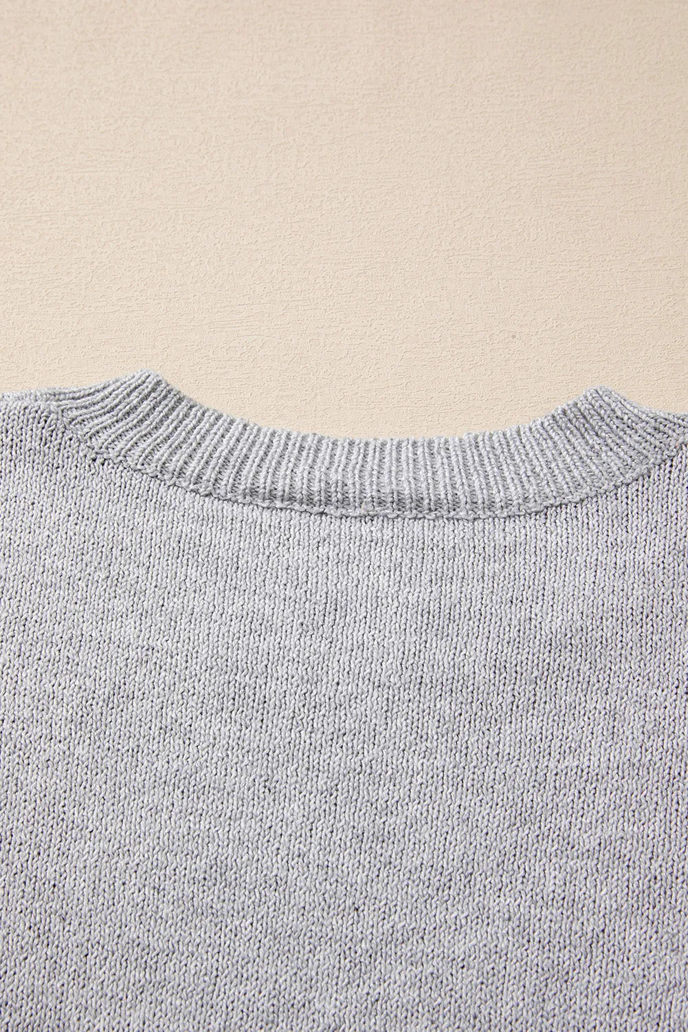 Gray Star Pattern Drop Shoulder Sweater - Chic Meadow Boutique 