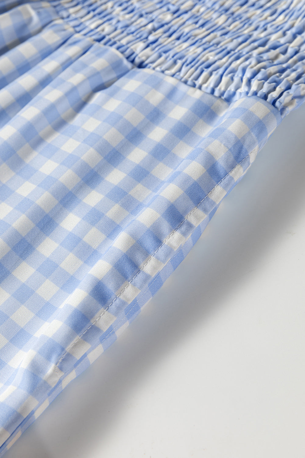 Myosotis Plaid Print Smocked High Waist Womens Loose Pants