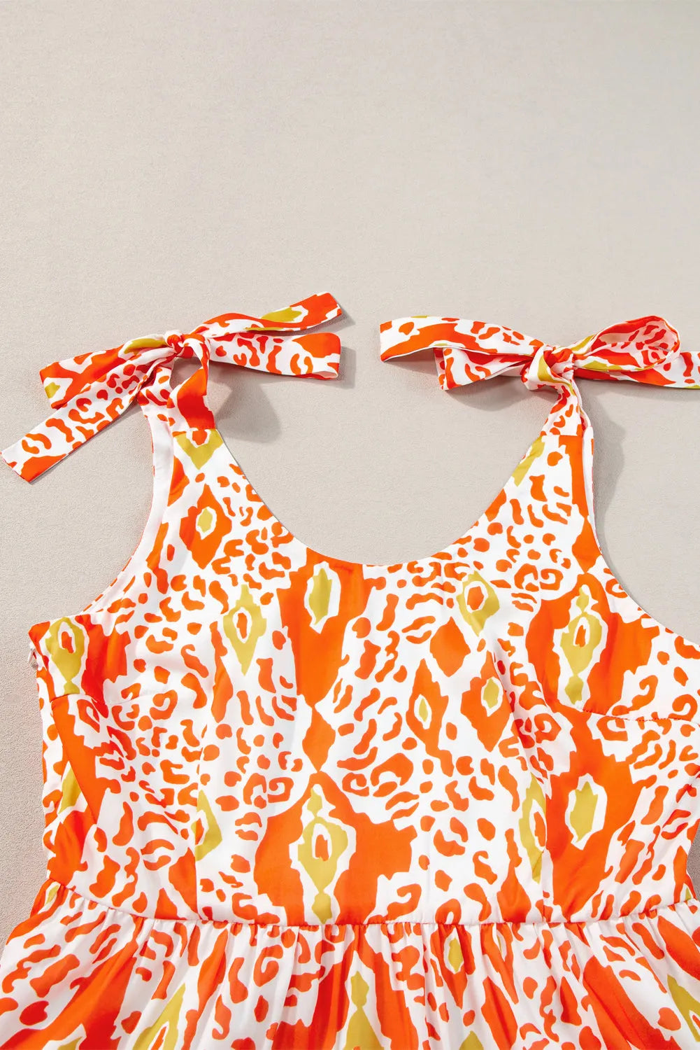 Dresses/Maxi Dresses Orange Knotted Straps Leopard Colorblock Dress