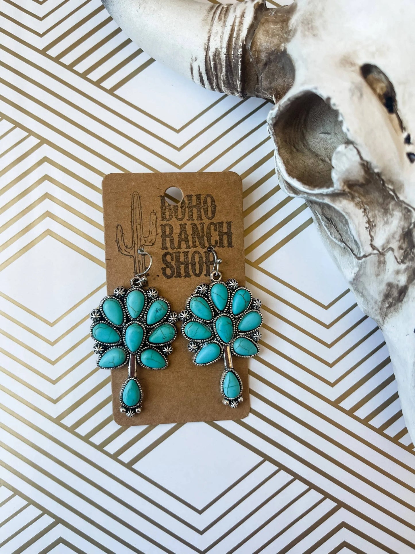 Squash Blossom Western Stone Stud Earrings - Chic Meadow Boutique 