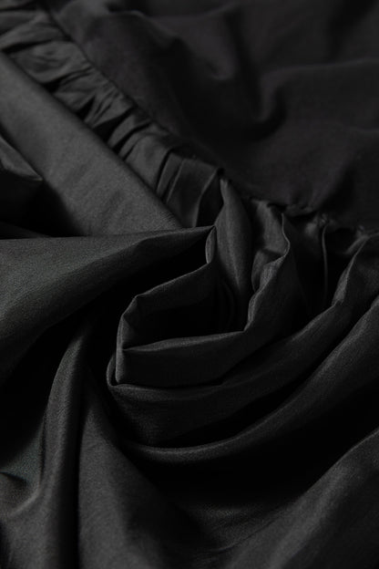 Black Short Sleeve Knit Top Patchwork Pleated Long Dress