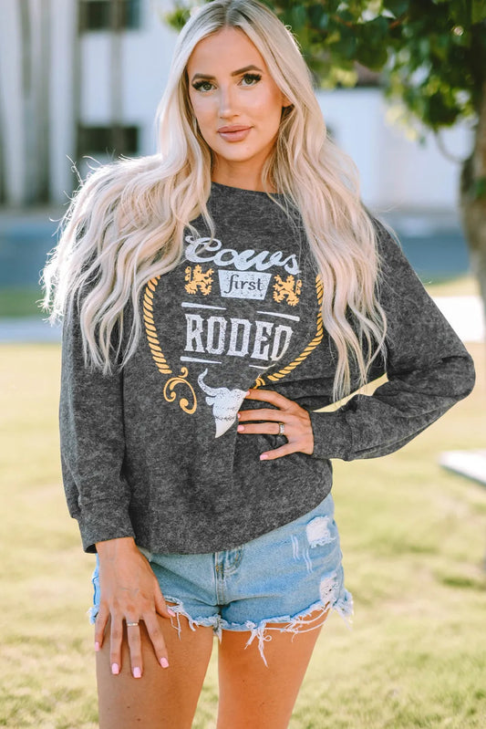 Gray Coors Banquet RODEO Graphic Mineral Washed Sweatshirt - Chic Meadow Boutique 