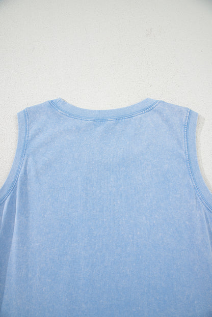 Beau Blue Mineral Wash Tank Mini Dress with Pockets