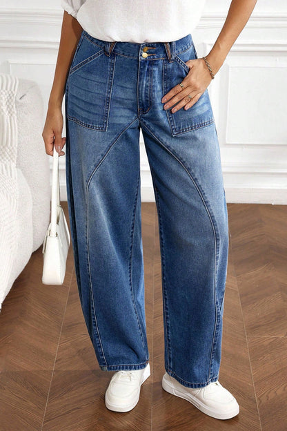 Ashleigh Blue Curved-Knife Ankle-Length Casual Jeans