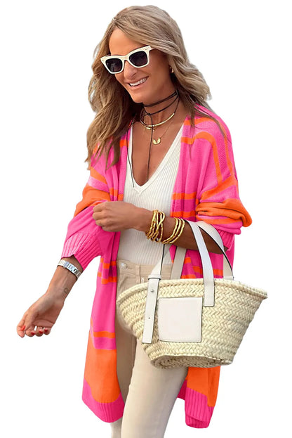 Multicolor Striped Long Sleeve Ribbed Trim Button Cardigan - Chic Meadow Boutique 