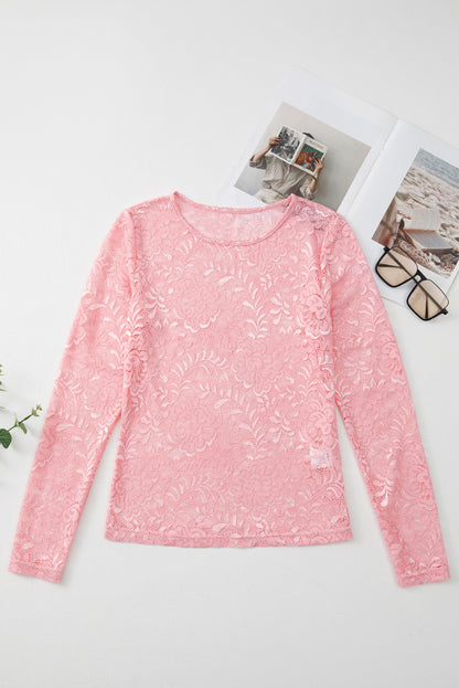 Blossom Floral Lace Sheer Long Sleeve Top