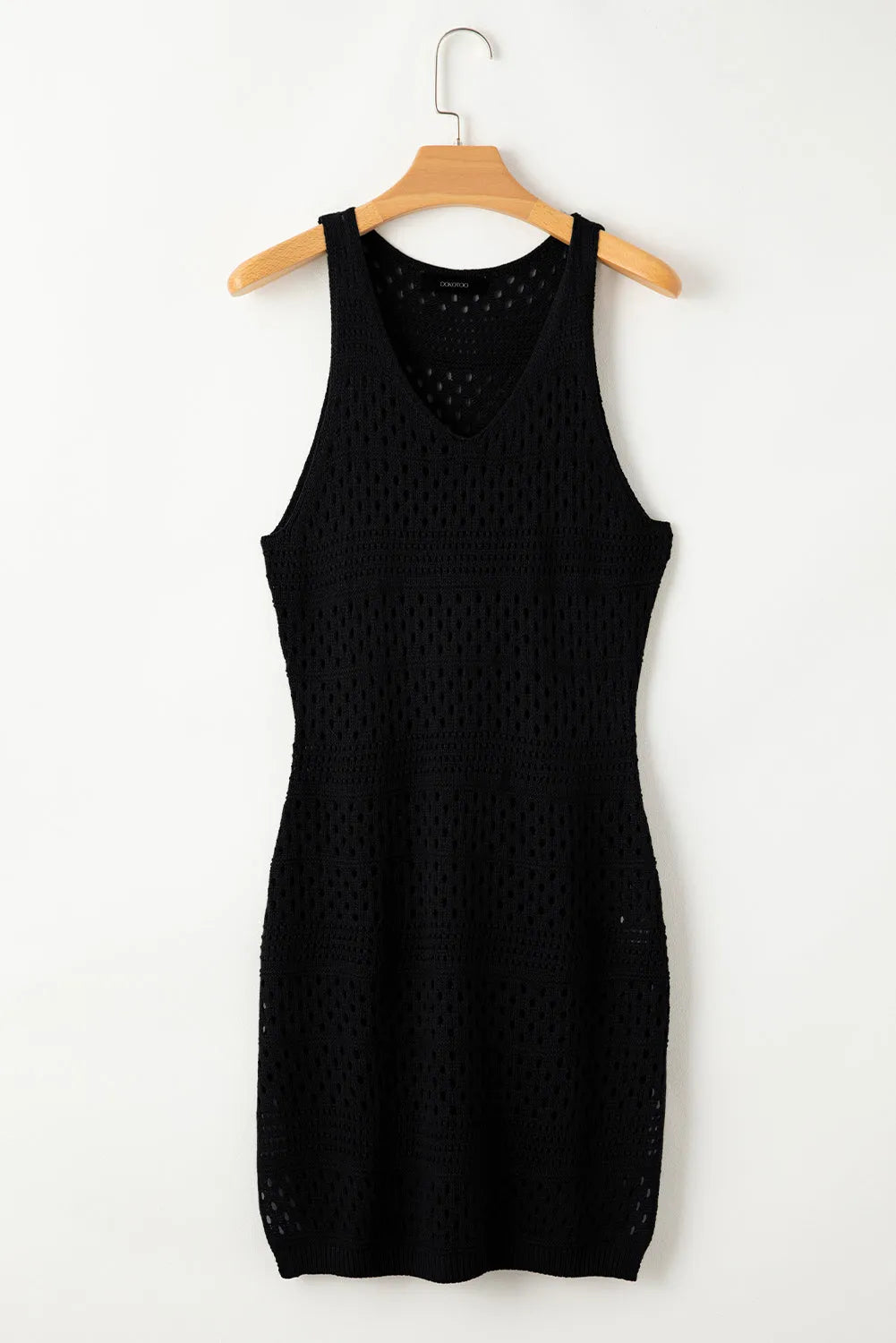 Black Hollow Out Crochet Cover Up Dress with Slits - Chic Meadow Boutique 