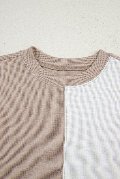 Jet Stream Textured Colorblock Patchwork Tee and Shorts Set