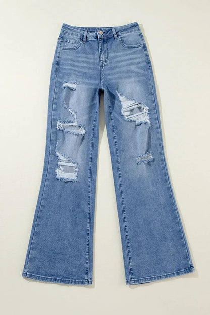 Bottoms/Jeans Ashleigh Blue Acid Wash Distressed Wide Leg High Waist Jeans