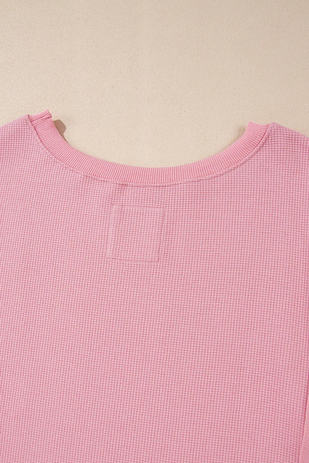 Pink Waffle Knit Bishop Sleeve Split Oversized Sweatshirt - Chic Meadow Boutique 