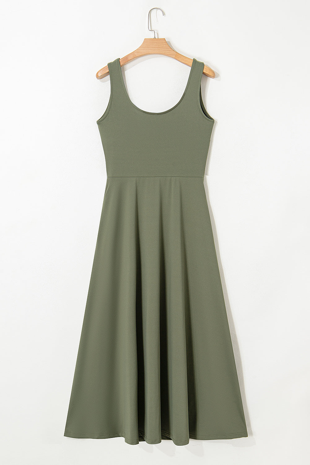 Four Leaf Clover Sleeveless Scoop Neck Flared Split Midi Dress